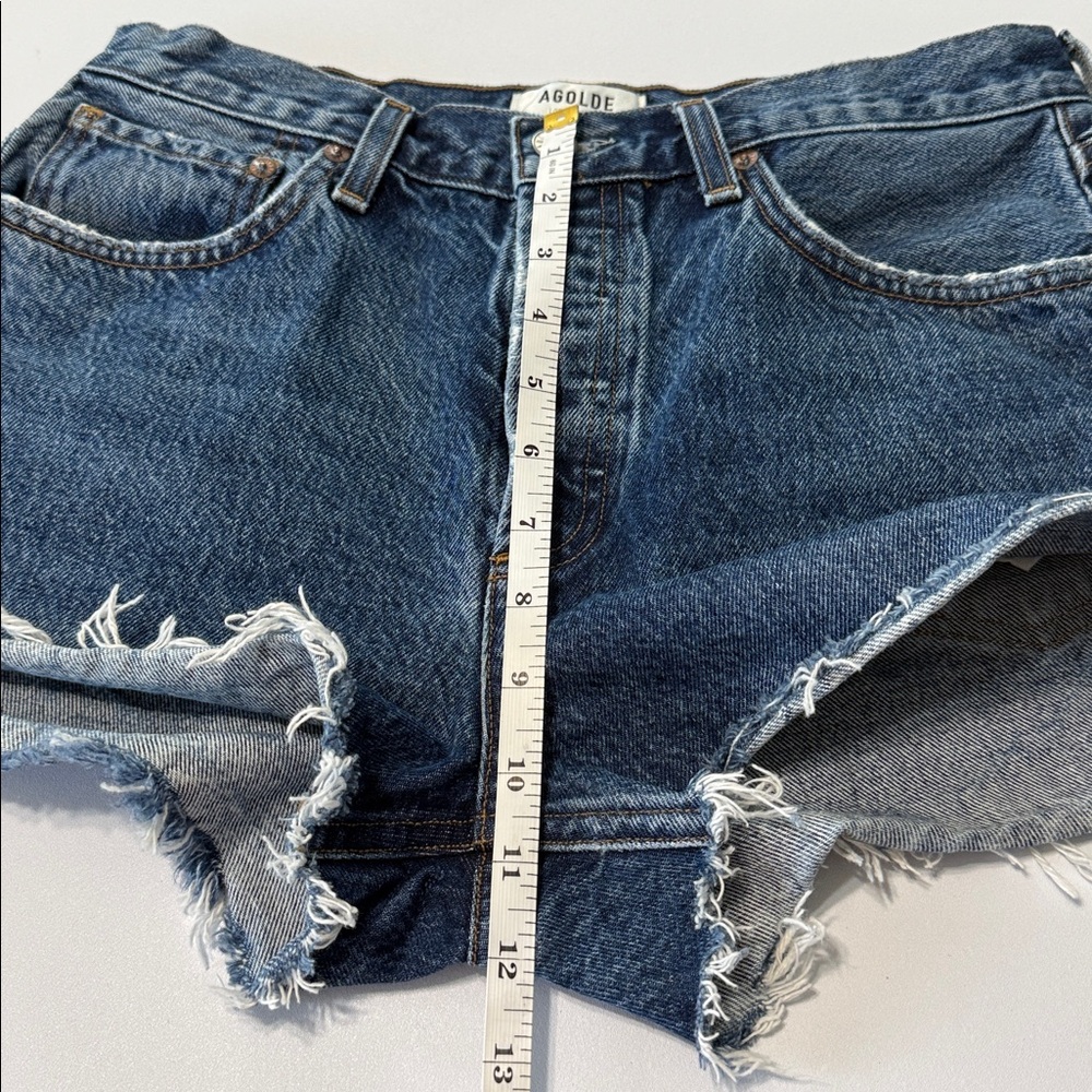 Agolde Parker High Waist Cutoff Jean Shorts Women 27 Raw Hem Button Fly Blue - Picture 11 of 13